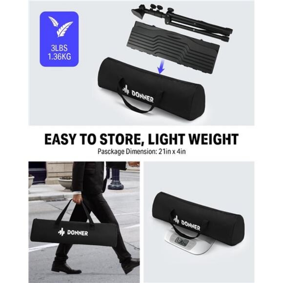 Sheet Music Stand with Light, DMS-1 Portable Metal Music Stand, Tabletop - Picture 6 of 7